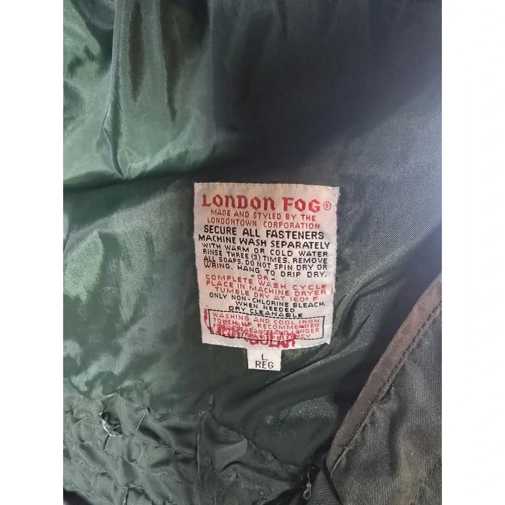 vintage London Fog‎ green bomber jacket with a quilted design & collar Large L